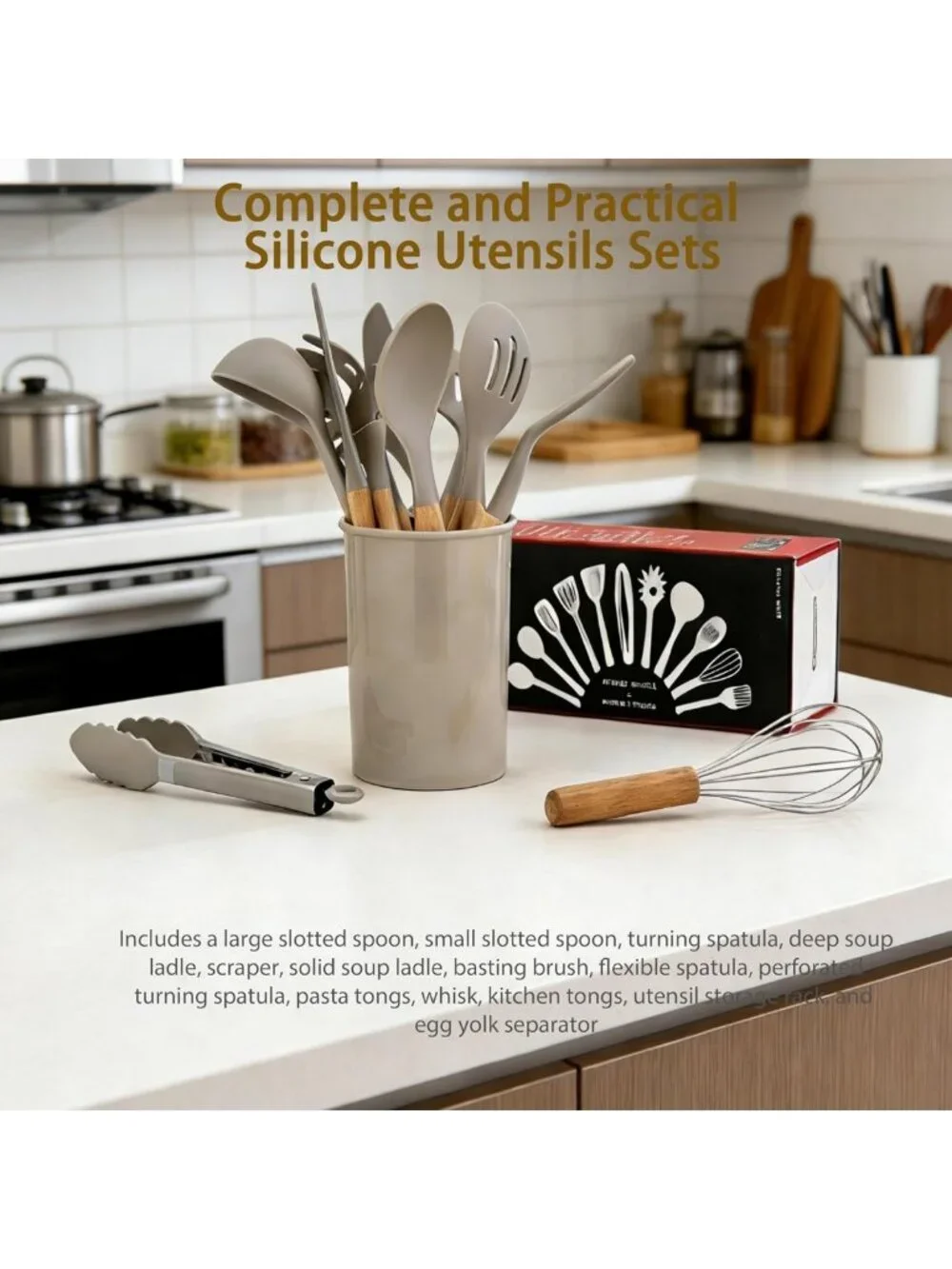 12-Piece Silicone Cooking Utensils Set - Heat Resistant, BPA Free, Dishwasher